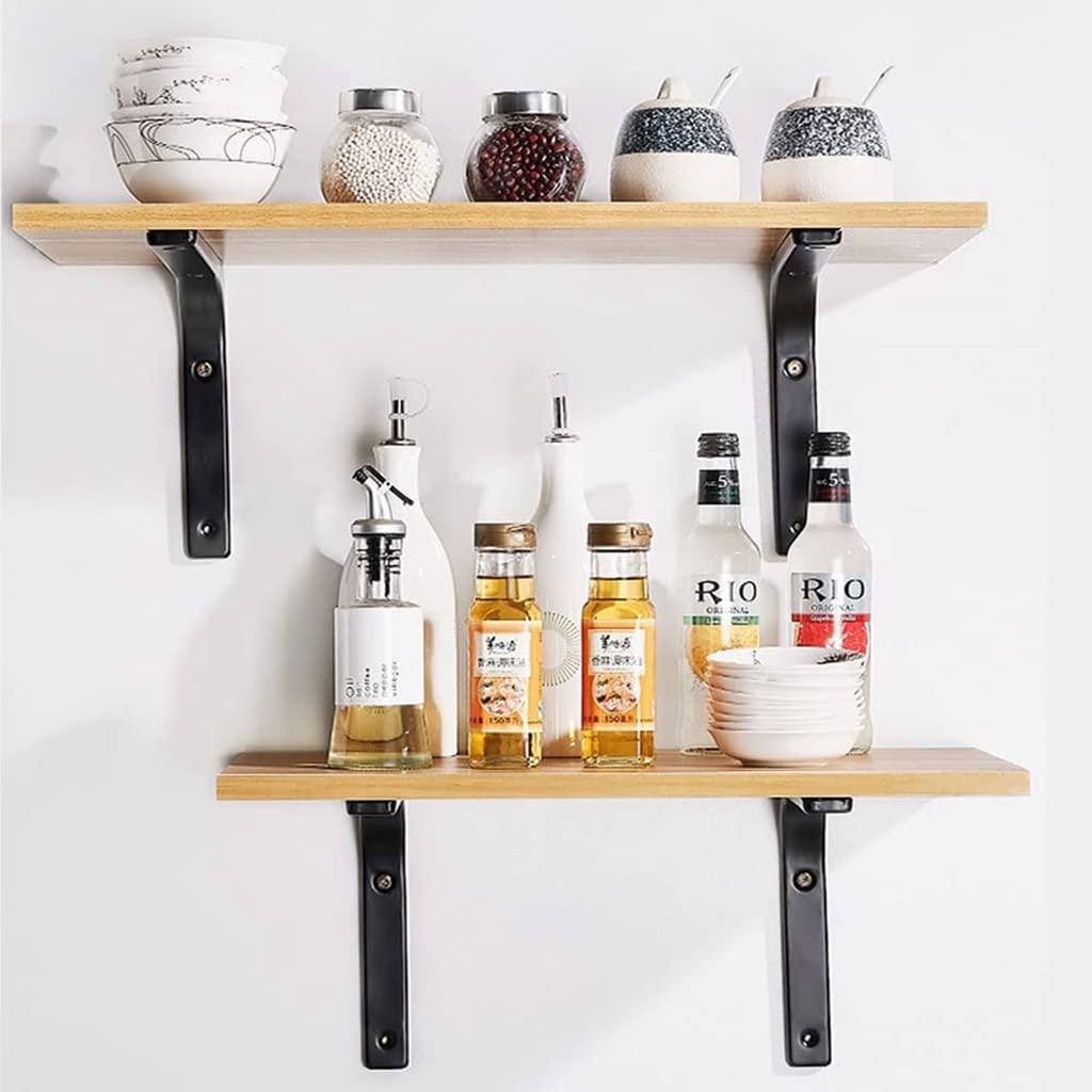 HASTHIP 4PCS Shelf Bracket, 4 x 4 Inch L Shape Heavy Duty Shelf Support Bracket, Wall Floating Shelf Bracket for for DIY Open Wood Shelving (not Include Screws)
