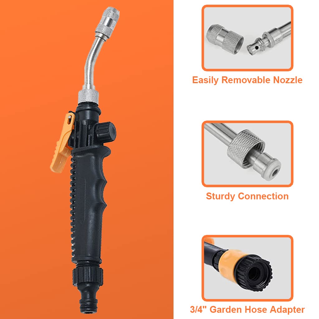 HASTHIP 30cm High Pressure Car Washer Gun for Car Bike Wash Garden Irrigation, Adjustable Water Jet with 3 Spray Patterns, Multi Purpose Alloy Spray Gun with 3/4 Quick Connector for Gardening