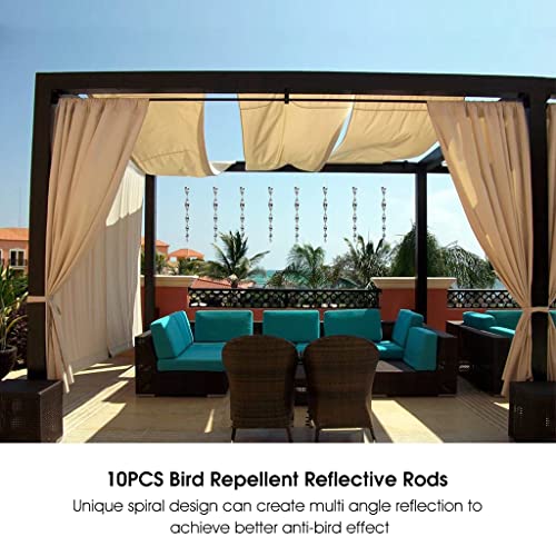 HASTHIP 10Pcs 30cm Bird Repellent for Balcony, Silver Reflective Pigeon Scarer, Ornamental Spiral Deterrent Control Device for Roof Edge, Fence