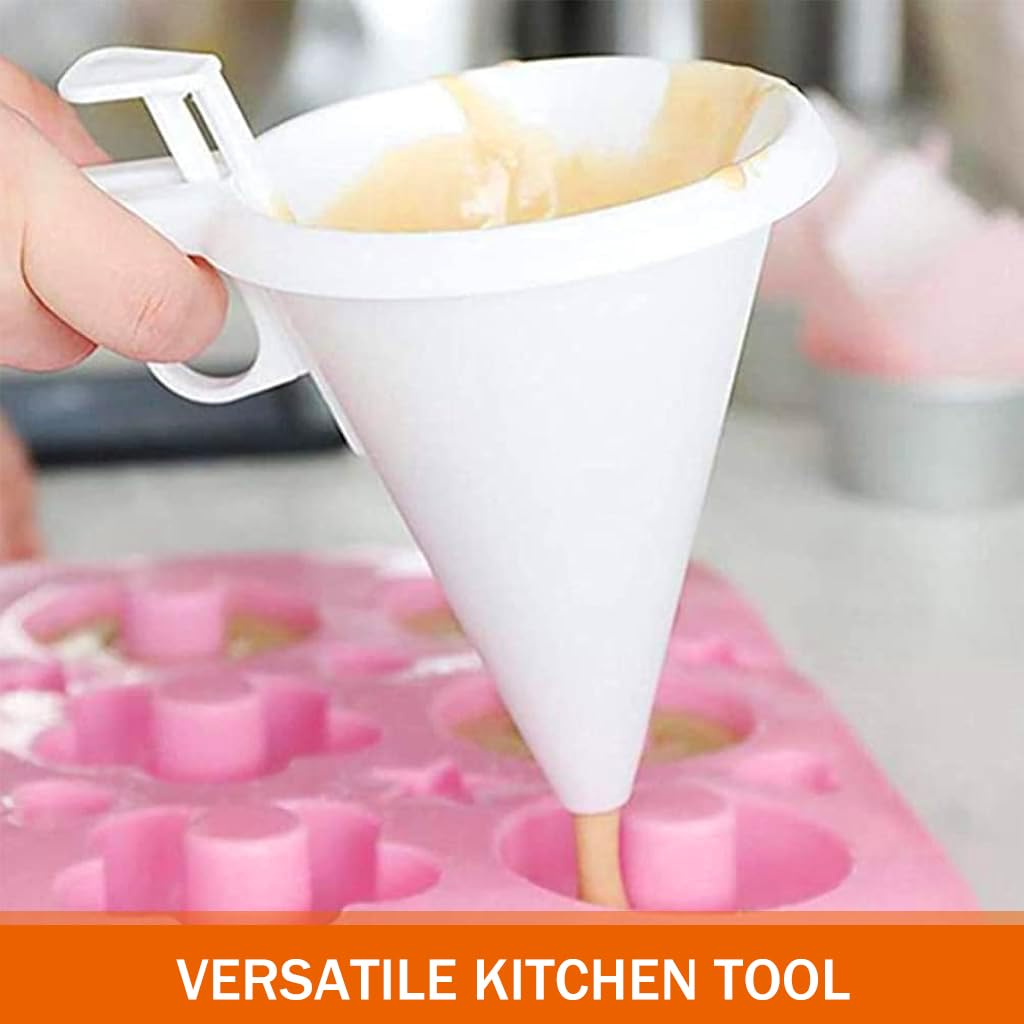 HASTHIP Batter Dispenser Kitchen Funnel Dispenser for Batter Slurry Easy Control Funnel-shape Dispenser for Batter, Melt Chocolate, Kitchen Batter Dispenser for Waffles, Doughnuts, Takoyaki Balls