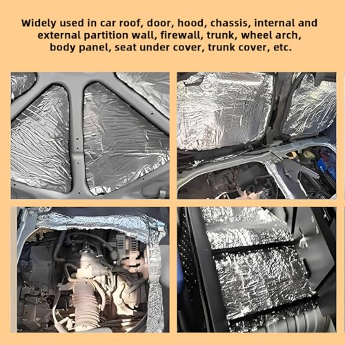 STHIRA® 30PCS Noise Dampening Mats 5mm Thicken Foil Foam Soundproof Self-Adhesive Backing Vibration Dampener Trim-to-fit Car Insulation Sheet 40x25cm