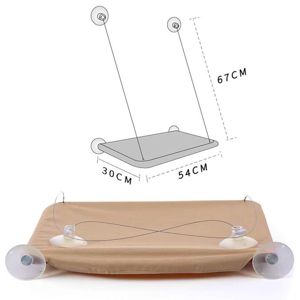 Qpets Cat Bed, Cat Hammock 30 * 54cm Cat Hammock Cozy Cat Hammock with Upgrade Safe Suction Cup, Cat Hammock for Resting Napping Cat Hanging Hammock on Wall, Window, Balcony, Bedroom