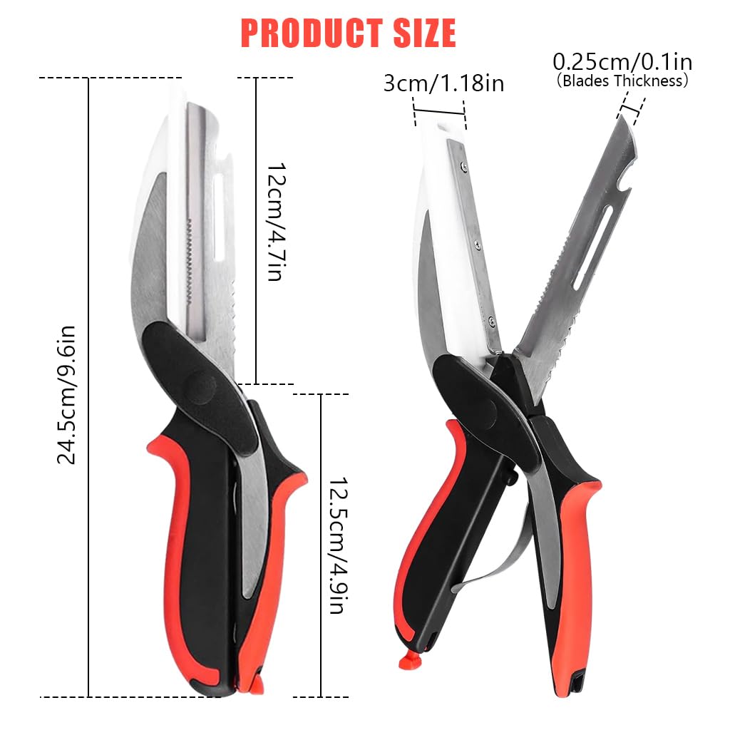 HASTHIP Vegetable Scissors, Food Cutter Choppers Meat Scissors Kitchen Shears, Quick Vegetable Slicer with Cutting Board Knife Kitchen Must Haves Chopping Scissors for Kitchen