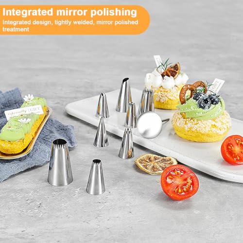 HASTHIP® 29 Piece Cake Decorating Set, Includes 26 Stainless Steel Tubes, 1 Standard Coupler, 2 Flower Nails in Hinged Storage Box