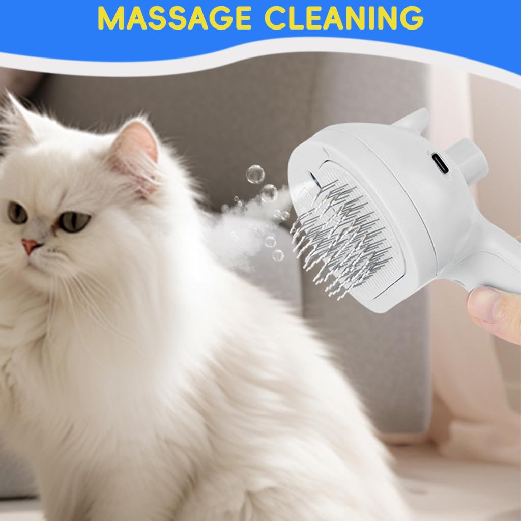 Qpets Cat Hair Brush, 3 in 1 Pet Slicker Brush with Mist Sprayer & UV Light Shedding Hair Brush Pet Grooming Brush Self-Cleaning Shedding Hair Brush Remove Mat Pet Hair Brush for Dogs Cats