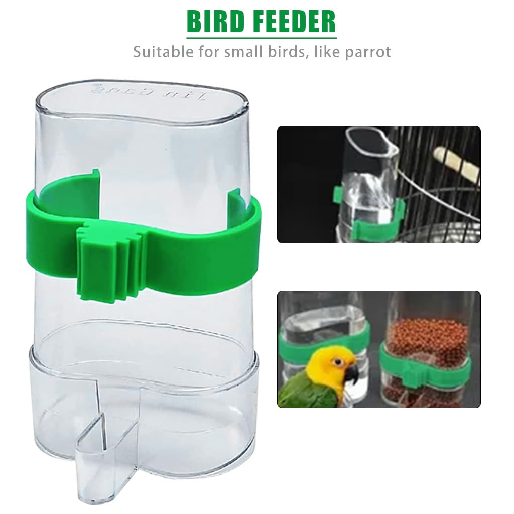 Qpets Bird Feeder for Cage 2Pcs Bird Feeder Transparent Bird Feeder for Dry Food or Water Universal External Bird Feeder for Cage Large Capacity Bird Feeder for Parakeet