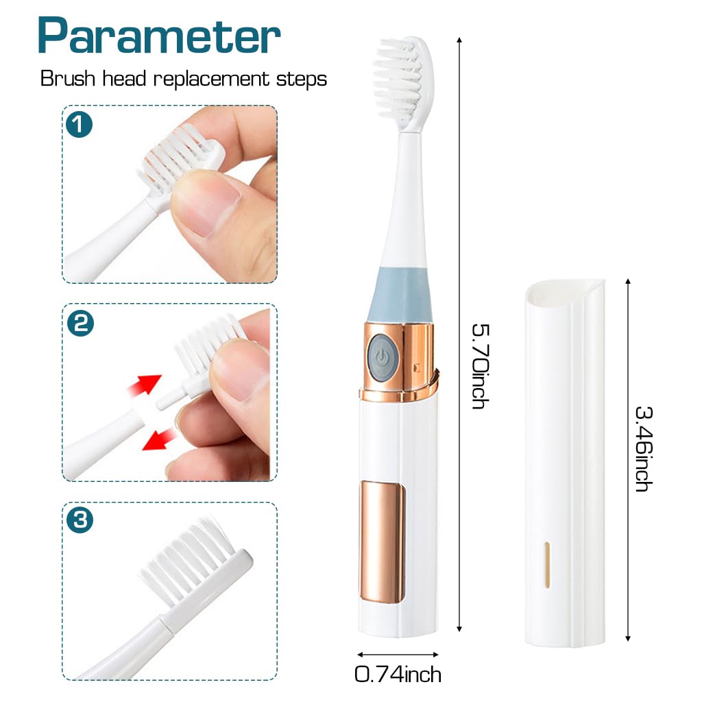 HANNEA USB Electric Toothbrush Digital Display Ultra-sonic Electric Toothbrush with 3 Modes, with 5 Soft Bristles Brush Heads, Travel Electric Toothbrush with Stand Base & Cap