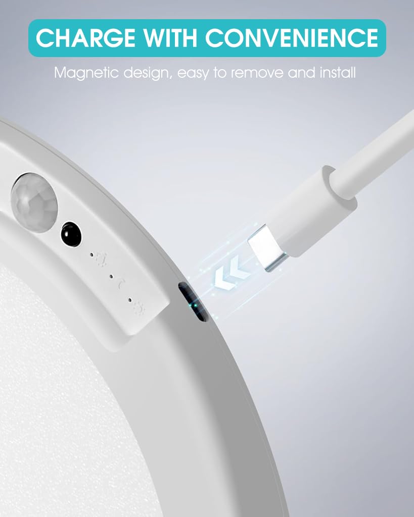 ELEPHANTBOAT 7.5-Inch 3-Color Dimmable LED Ceiling Light, USB Rechargeable Magnetic Motion Sensor Light with Remote Control, Ideal for Porch, Hallway, Stairs, Balcony, 4200mAh Battery