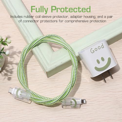 Verilux® Charger Protector Set of 12PCS Cover Cable Coil Sleeve Connector Cartoon Case Compatible with 20W 30W iPhone Charger