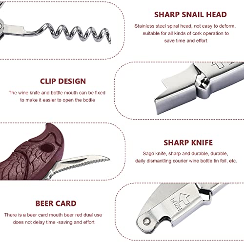 HASTHIP Wine Opener Stainless Steel Wine Bottle Opener Wine Bottle Corkscrew with Foil Cutter Creative Eagle Head Handle