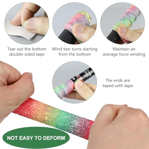 Proberos 4Pcs Tennis Racket Grips, Fancy Dazzling Tennis Racket Overgrip PU Grip Tape, Tennis Grips, Tennis Racquet Overgrip, Badminton Racket Grip Tape for Racket Sports Pickleball Racket