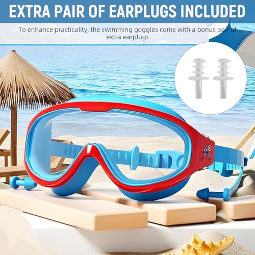 Proberos® Swimming Goggles for Kids 6-12 Years Old Super Hero Joint Payment UV Protection Anti-fog Coated HD with Leak-Proof Integrated Earplugs Adjustable Silicone Head Strap Storage Box 2PCS
