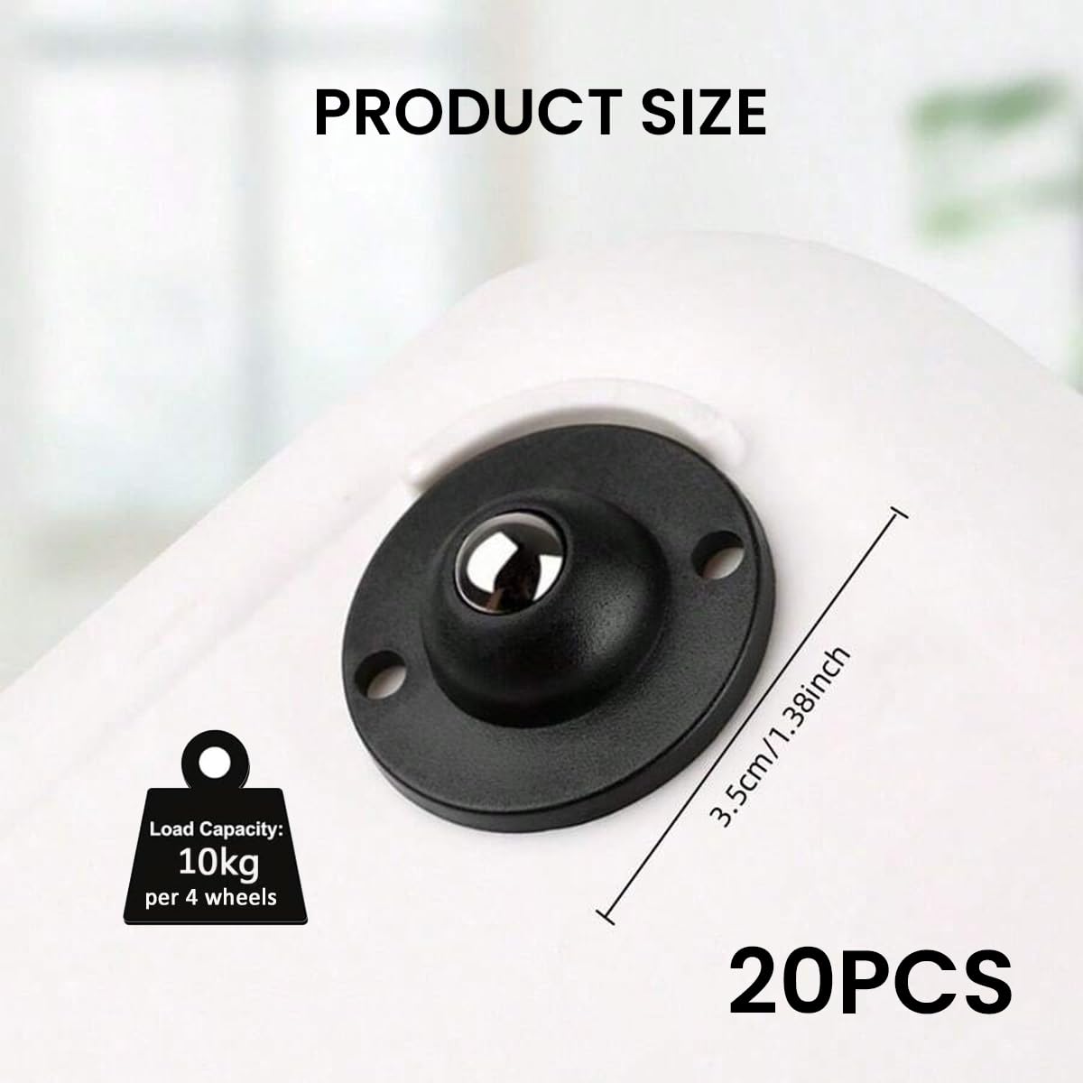 HASTHIP 20pcs Self Adhesive Caster Wheels, 360 Degree Swivel Mini Adhesive Wheels, Stainless Steel Ball Casters for Flower Pot, Trash Can, Air Fryer, Storage Box, Small Furniture (1.37 inches)