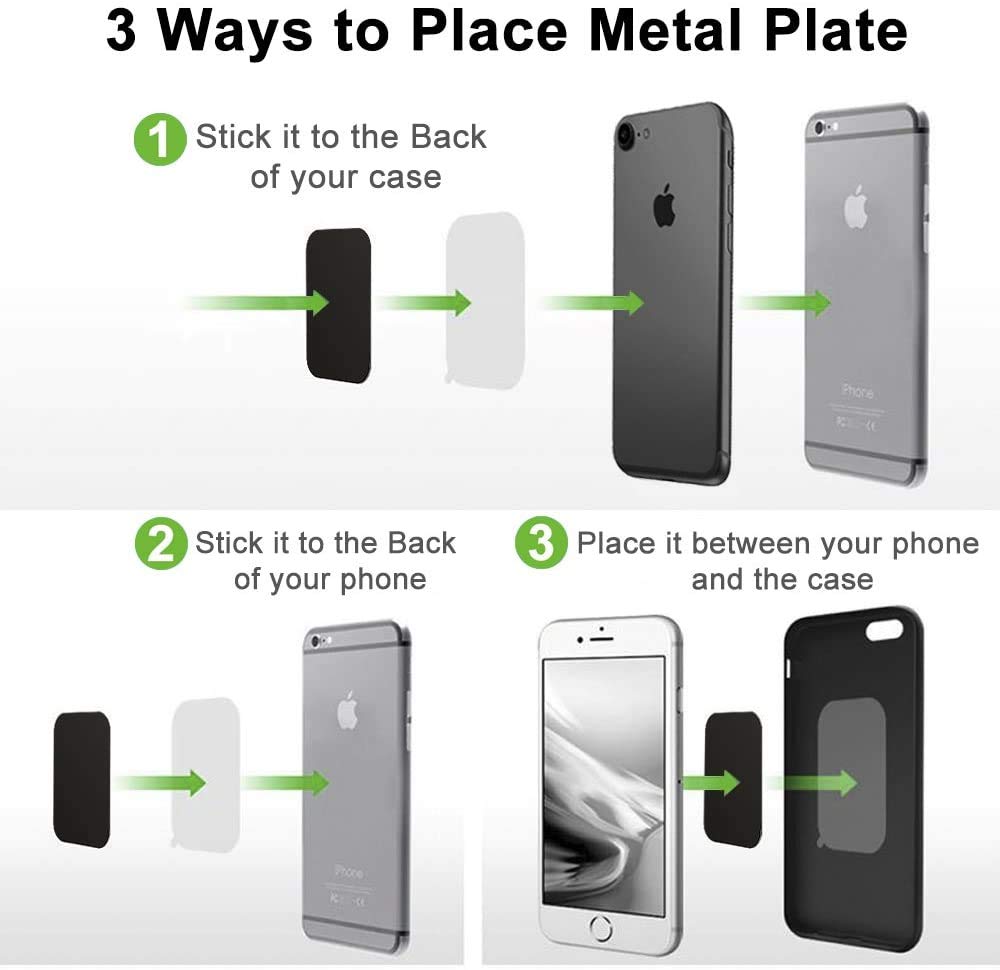 HASTHIP 8 Pcs Universal Metal Plate with Adhesive for Magnetic Car Mount Cell Phone Holder (4 Round and 4 Rectangle)