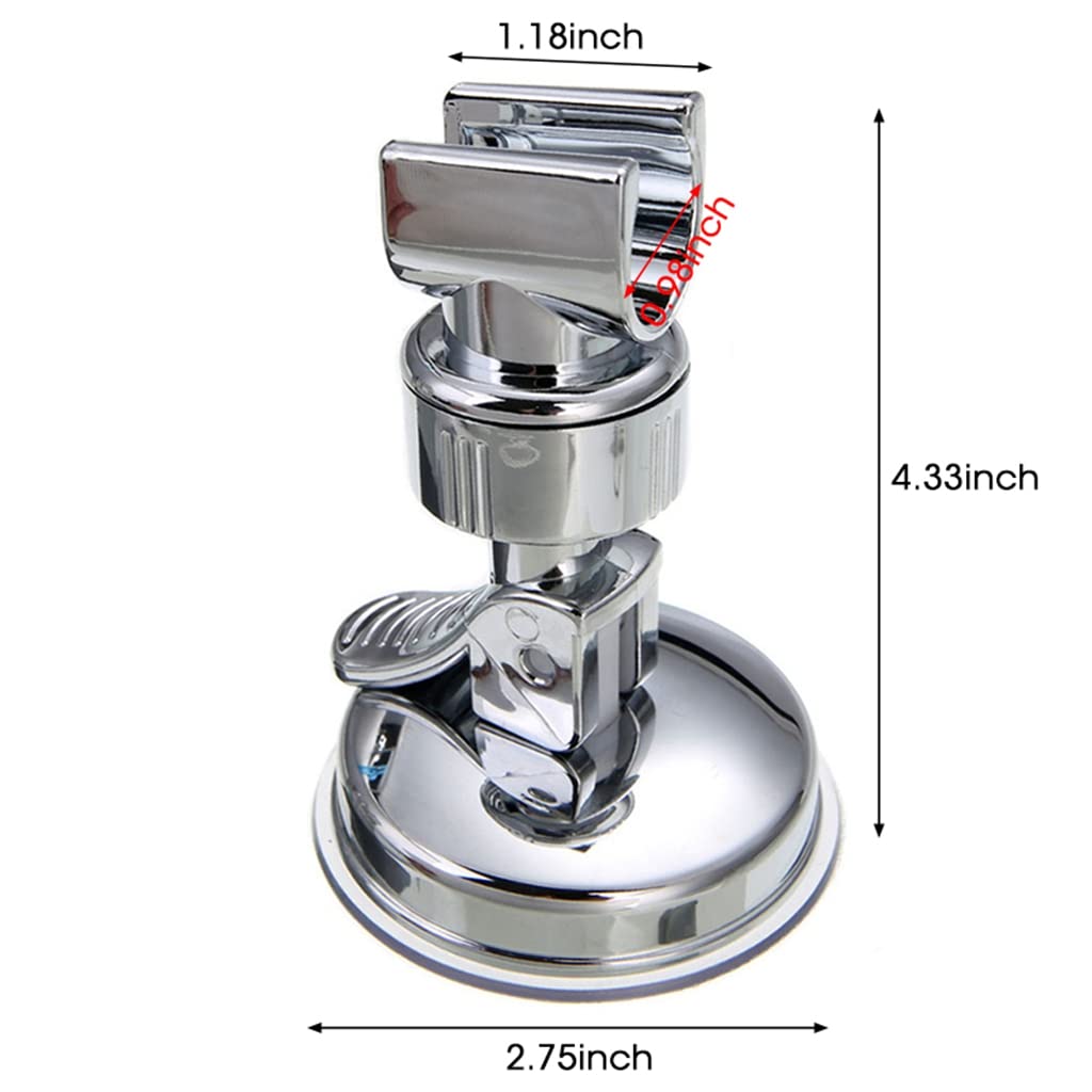 HASTHIP Adjustable Shower Head Holder, Bathroom Suction Cup Handheld Shower Head Bracket No Drill Shower Head Bracket with Chrome Polished for Bathroom