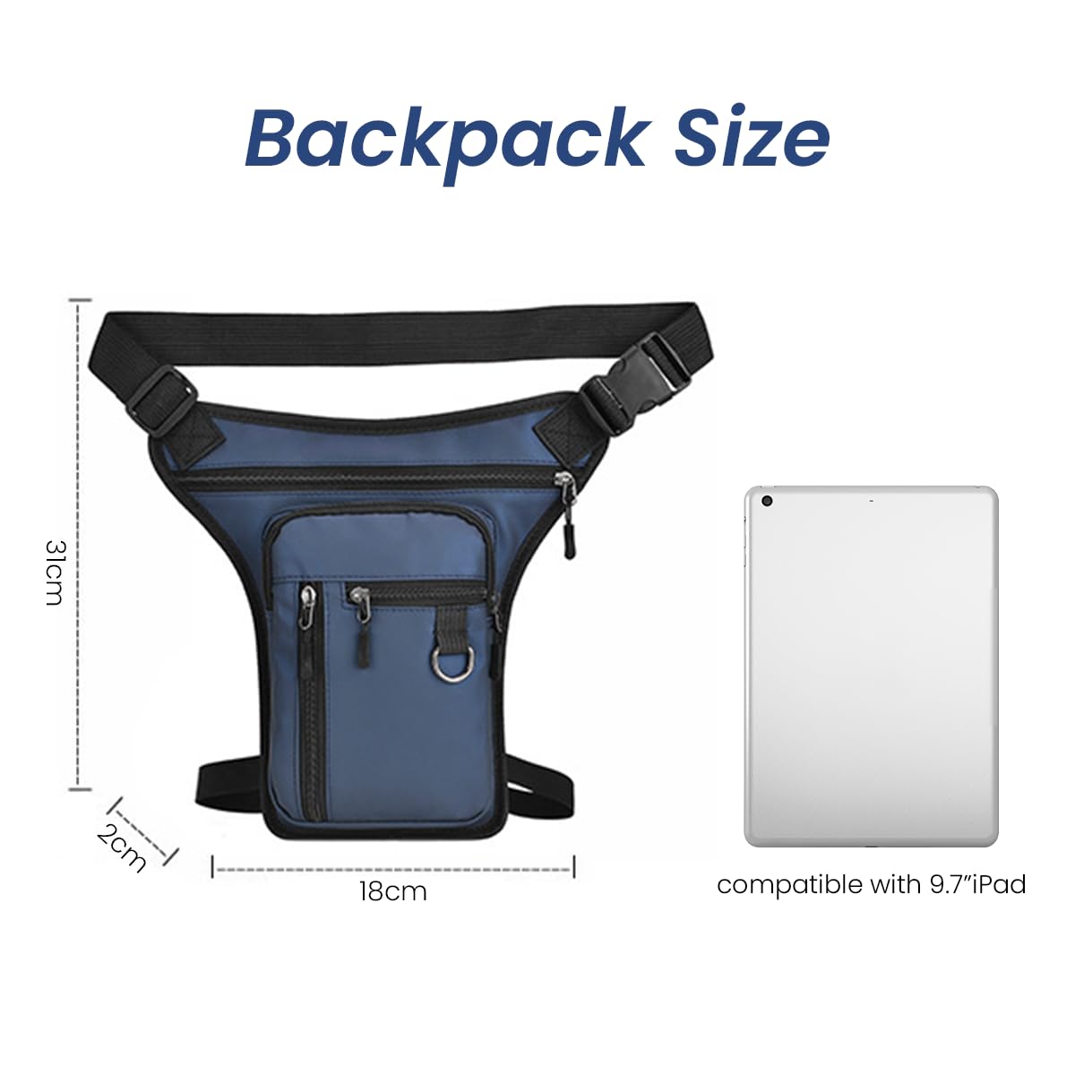 GUSTAVE Motorcycle Waist Drop Leg Bag for Men Women Storage Bag Waist Leg Bag Fanny Bag Nylon Multi-Pocket Thigh Bag Quick Release Buckle Belt Outdoor Hip Bag Waist Bag for Cycling, Hiking, Camping
