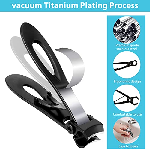 MAYCREATE® Nail Cutter for Men Toe Nail Cutter for Thick Nails Cutting Clipper Trimmer for Women Wide-Opening Sharp Jaws Stainless Steel Large Nail Clippers Set with Nail File 3 PCS