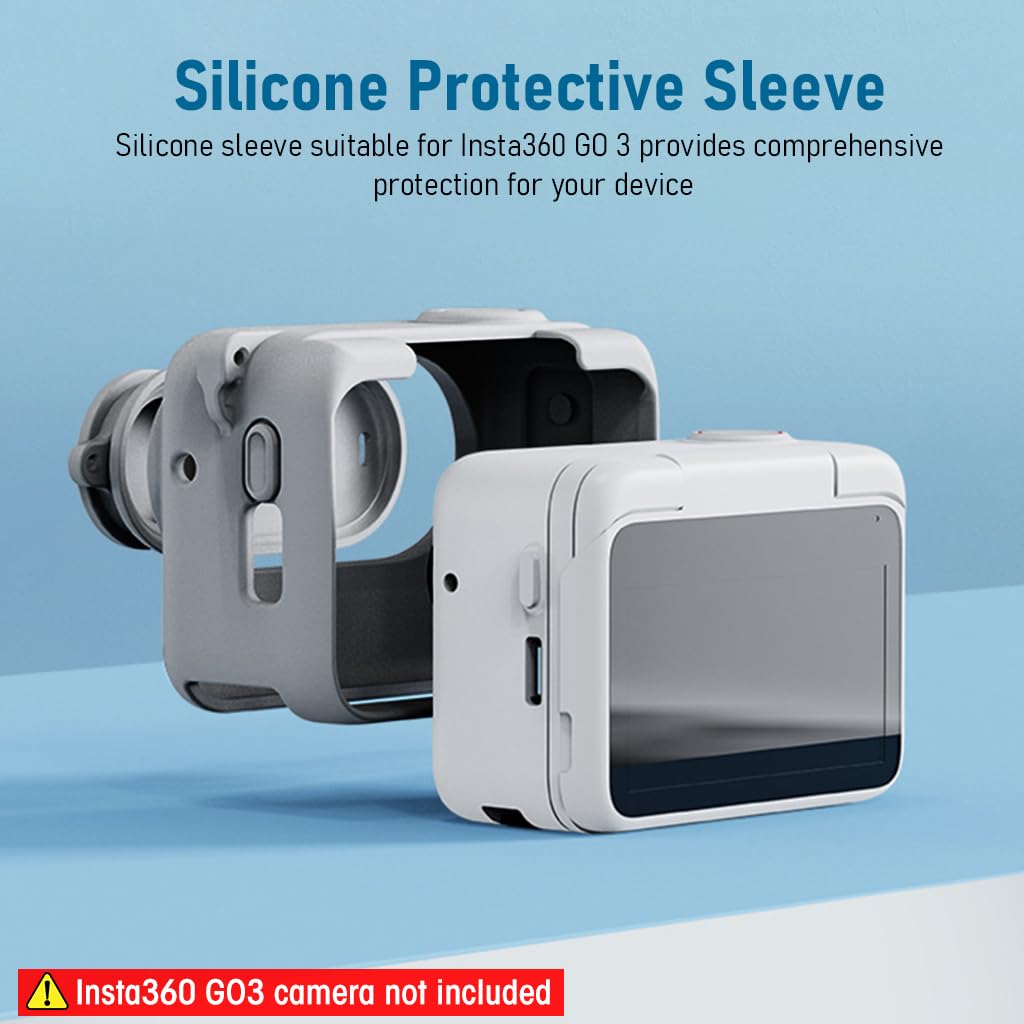 ZORBES Silicone Protective Case Cover for Insta360 GO 3 with Separate Camera Lens Cover, Anti-Scratch Protective Cover Silicone Cover for Insta360 GO 3 Action Camera with Lanyard