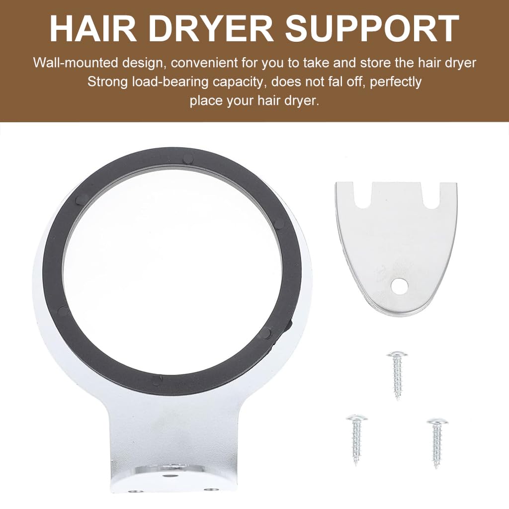 ZIBUYU Hair Dryer Holder Wall Mounted Hair Dry Rack Bathroom Organizer Universal Hair Dryer Rack Ring Holder Stainless Steel Hair Dryer Organizer Rack for Most Hair Dryer