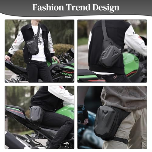 STHIRA® Motorcycle Waist Drop Leg Bag Waterproof Hard Shell Storage Double Layer Zippered Waist 3PCS