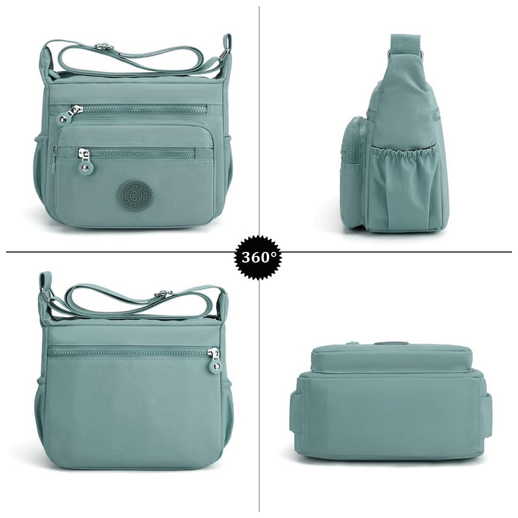 PALAY Women Crossbody Bag Waterproof Nylon Multi-layer Crossbody Bag Casual Satchel Bag Shoulder Bag Messenger Bag Travel Crossbody Bag Day Pack