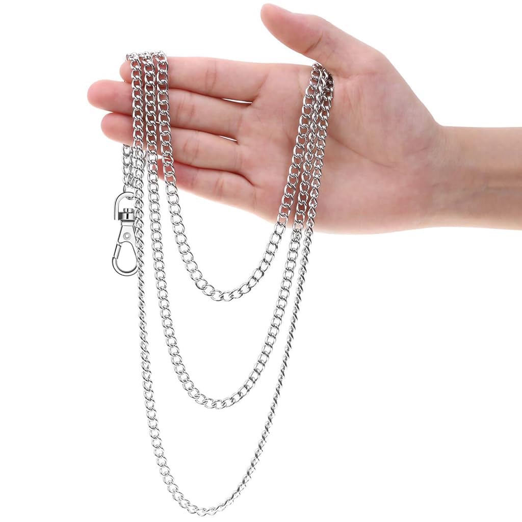 PALAY 3Pcs Pants Chains Waist Chain for Women Bag Straps for Sling Bag Stainless Steel Pocket Chain Belt Chain Bag Chain Strap for Wallet, Pants, Jeans, Goth Hip Chains Accessories for Women, Men
