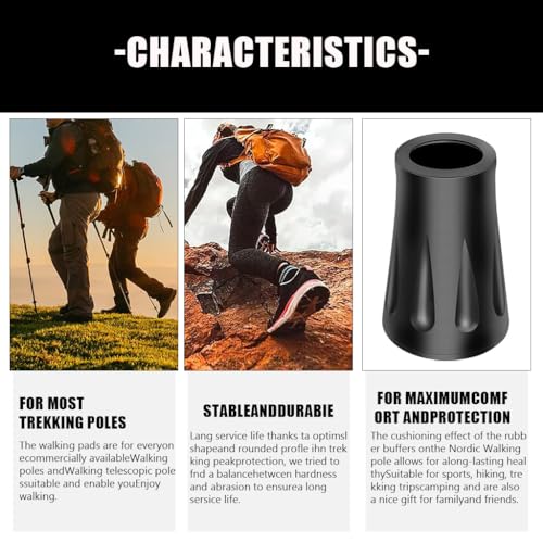 Proberos® 18PCS Trekking Pole Rubber Tips 11mm Universal Replacement Ferrules for Hiking Walking Sticks Ski Poles Durable Anti-Slip Gear Accessories