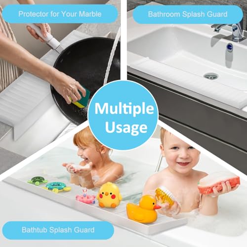 HASTHIP® Silicone Sink Edge Protector Splash Guards Flexible Cuttable Kitchen Countertop Protectors from Scratches Stains Splashes 4x20 inches 3 PCS