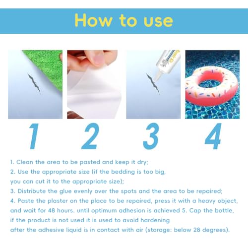 HASTHIP® Waterproof PVC Repair Glue Kit 60ml with 10 Clear Patches for Pool Floats Loungers Water Rings Rafts 2PCS