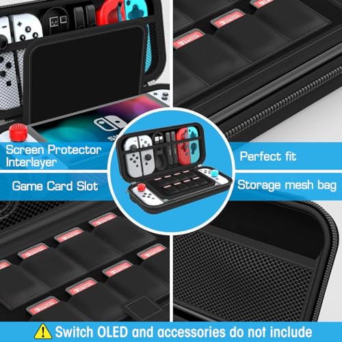 ZORBES® Carrying Case for Switch Gamepad, Organizer Bag for Switch/Switch OLED with 8 Games, Anti-Scratch EVA Storage Bag for Switch Carrying Case Accessories Bag 3 PCS