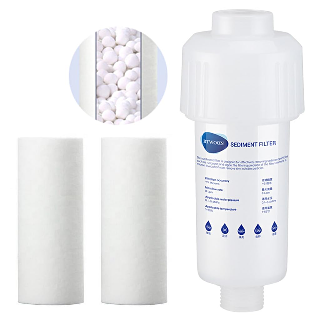 Serplex Sediment Water Filter for House Water System Water Filter Cartridge with 3 Replacement Filter Cartridge Universal Sediment Water Filter for Laundry, Kitchen, Bathroom, Toilet Water System
