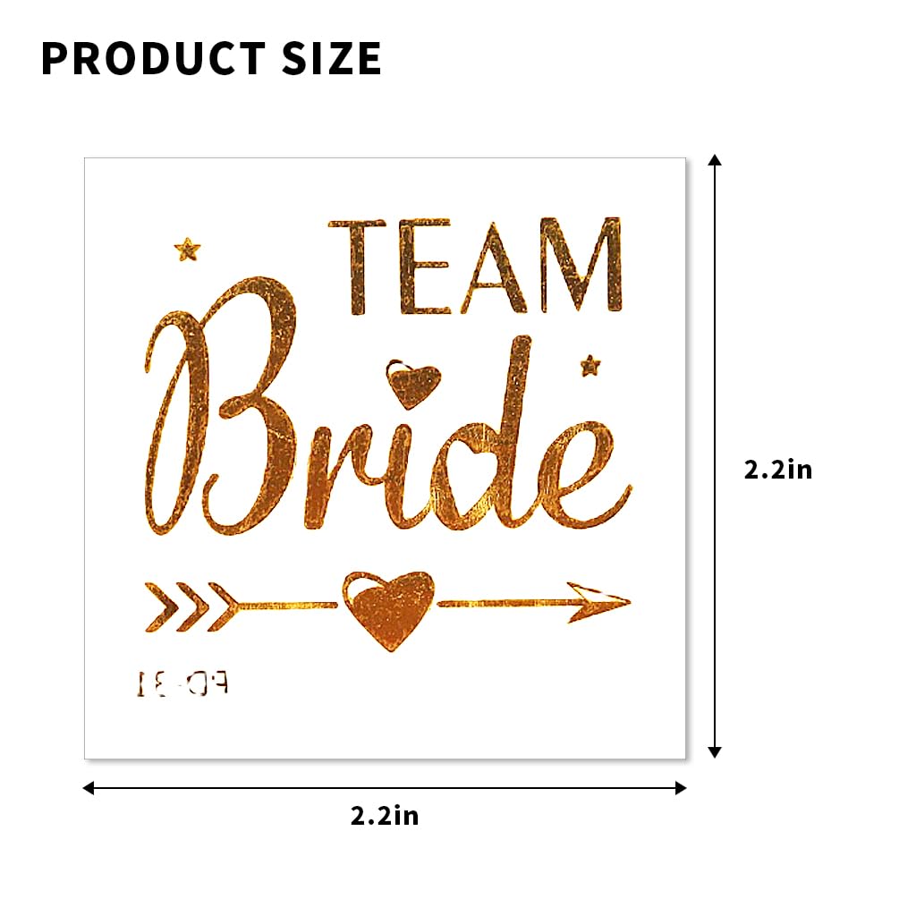 MAYCREATE 32 Sheet Bride Tribe Temporary Tattoo Stickers, Cheers Bride to be Props for Bachelorette Party, Metallic Gold Team Bride Bridesmaid Makeup Tattoos, Room Decoration
