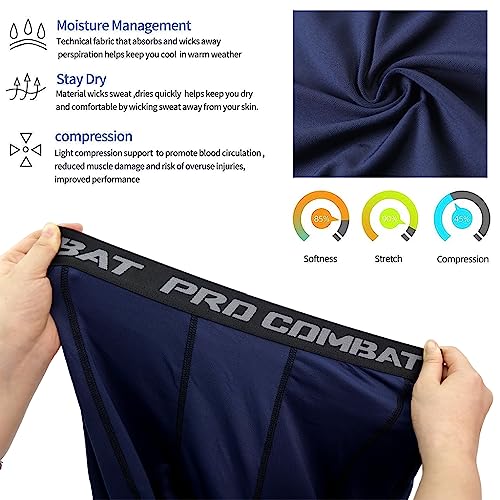 Optifit Tights for Men, Quick Dry & Stretchy Breathable Men's Long Compression Shorts for Gym, Running, Cycling, Swimming, Basketball, Cricket, Yoga, Football, Tennis & Many More Sports (XXL) Blue