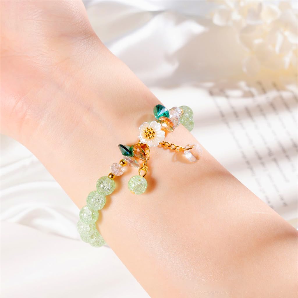 SANNIDHI 4pcs Crystal Beads Bracelet for Girls, Floral Charm Friendship Bracelet BFF Bracelet for Girl Kids Gift Christmas Party Favors