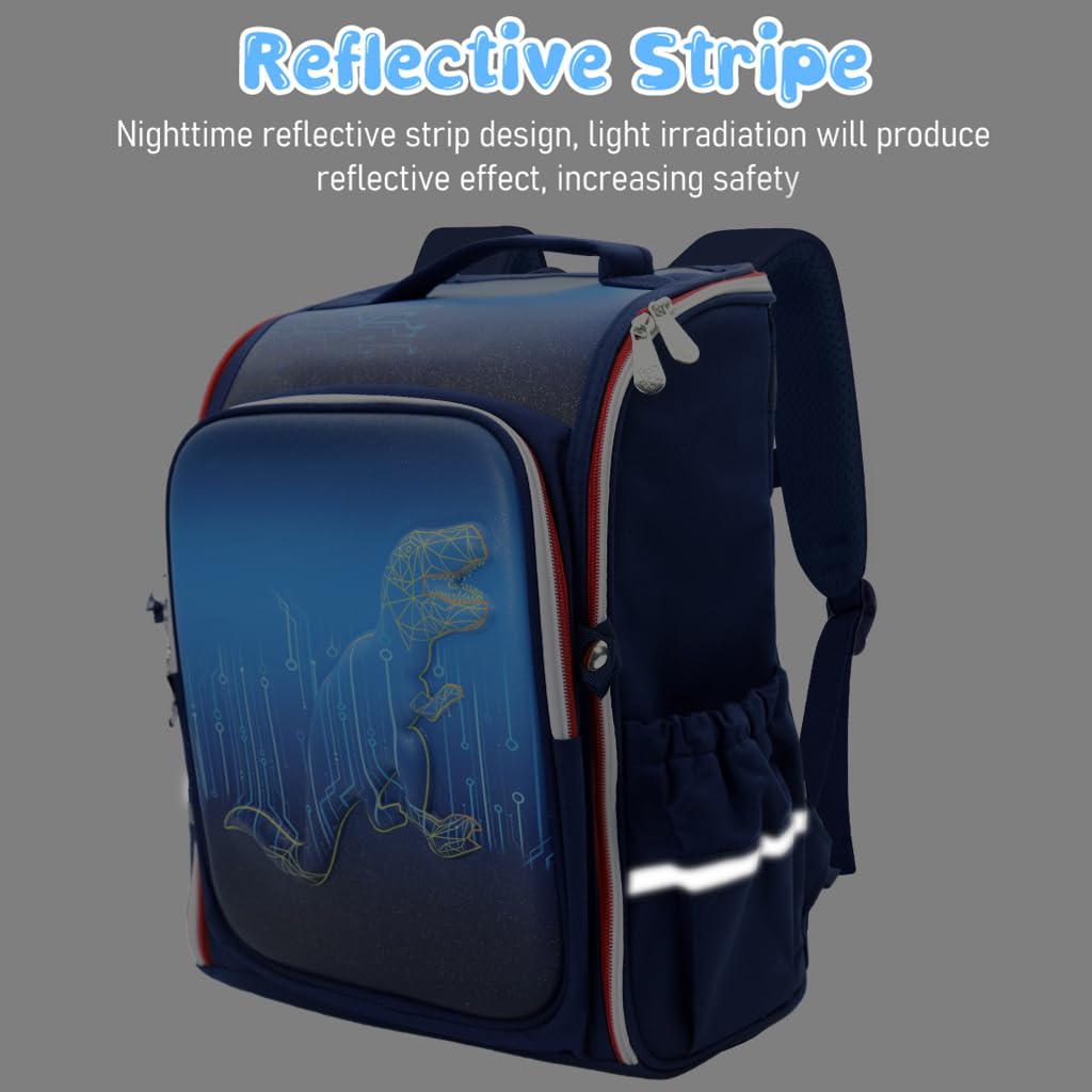 PALAY School Backpack for Boy Backpack on Wheel SchoolBoy 6-8 Years Old Waterproof Cartoon Print Boys Backpack with Detachable Wheel Stand Lightweight Travel Backpack for Kids