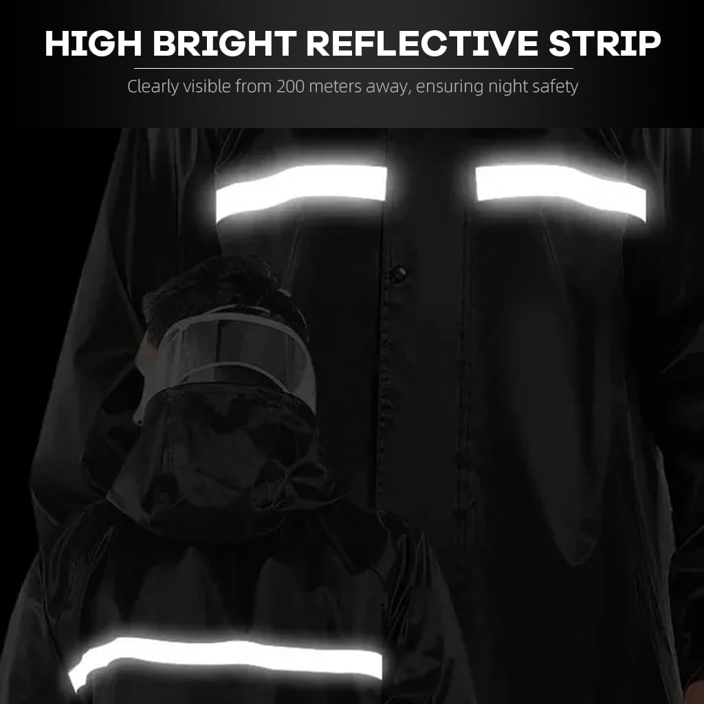 GUSTAVE Men Rain Suit 2-Piece Adult Rain Jacket Hoodie with Transparent Wide Brim Double Oxford Cloth Rain Coat with Mesh Lining Dual Hood Brim Reflective Rain Suits Rain Trousers, XXXL