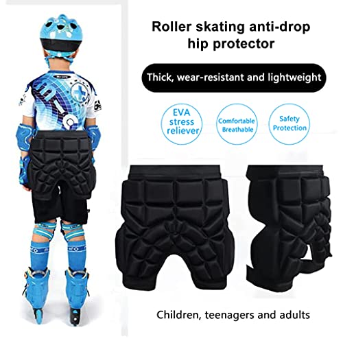 Optifit® Children Sports Butt Pad Ski Snowboarding Skate Hip Protective Padded Protection Pads for Roller Skating Beginner Black 2PCS