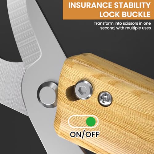 HASTHIP® Grafting Cutter Tool 3 in 1 Gardening Shears Wooden Handle Rugged Steel Cleft with Sheath Multifunctional 3PCS