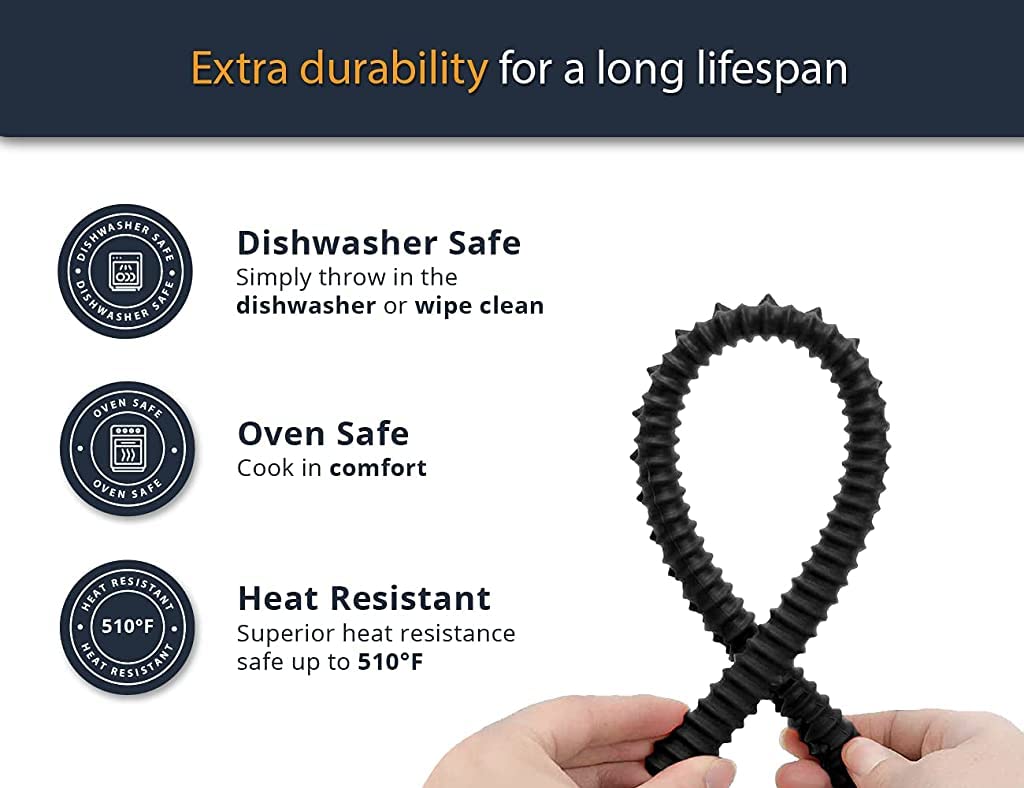 HASTHIP Black Pack of 3 Heat Resistance Silicone Oven Rack Shields Guards,Protects Against Burns and Scars,Oven Rack Protectors,14 Inches Long