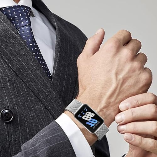 ZORBES Watch Strap for Samsung Galaxy Fit3 Men Women Deluxe Silver Magnetic Watch Strap Adjustable Magnetic Watch Strap for Samsung Galaxy Fit3, for 5.5