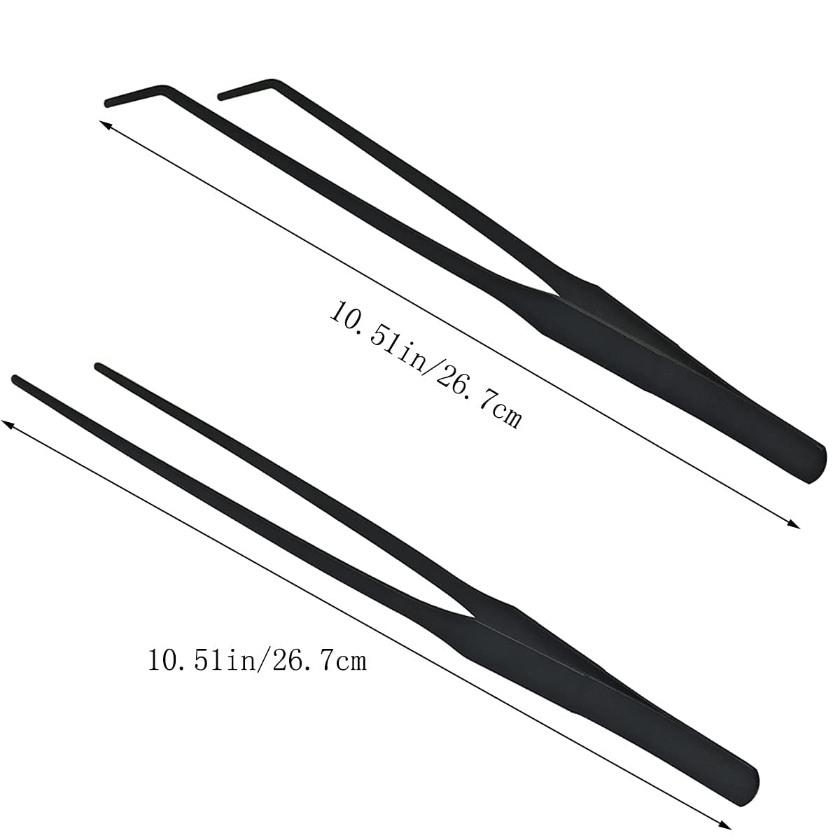Qpets 2 Pcs Aquarium Aquascaping Tools for Fish Tank Stainless Steel Pointed & Curved Tweezers Set 27cm/10.6 inches Tweezers for Aquarium Planted Aquarium Accessories, Weather Resistant