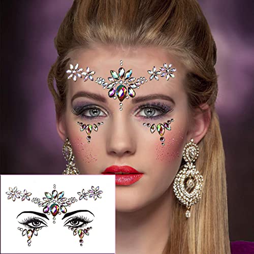 MAYCREATE Face Gems Rhinestone Face Decoration Jewelry Sticker For Women Girls Mermaid's Tears Makeup Sticker Artist Temporary Eyes Decor Crystal Face Jewels for Festival, Party, Rave