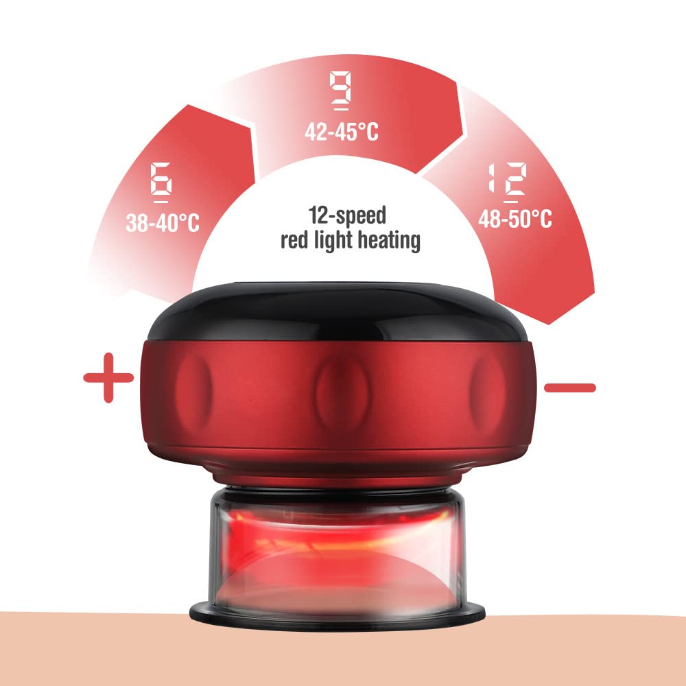 HANNEA 3 in 1 Cupping Set, Electric Cupping Therapy Set Gua Sha Massage Tool Cellulite Massager, Back Massager with Infrared Heat Rechargeable Vacuum Therapy Machine For Women