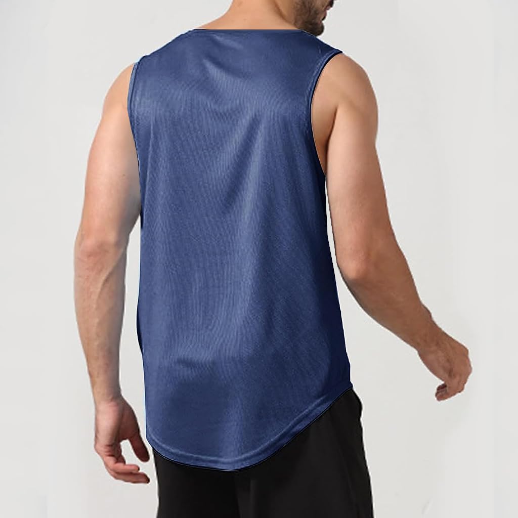 Proberos 2Pcs Men's Tank Top Sleeveless Sport Tank Top Fashion Quick Dry Tank Top for Work Out Yoga Running Tennis, XL, Green + Navy