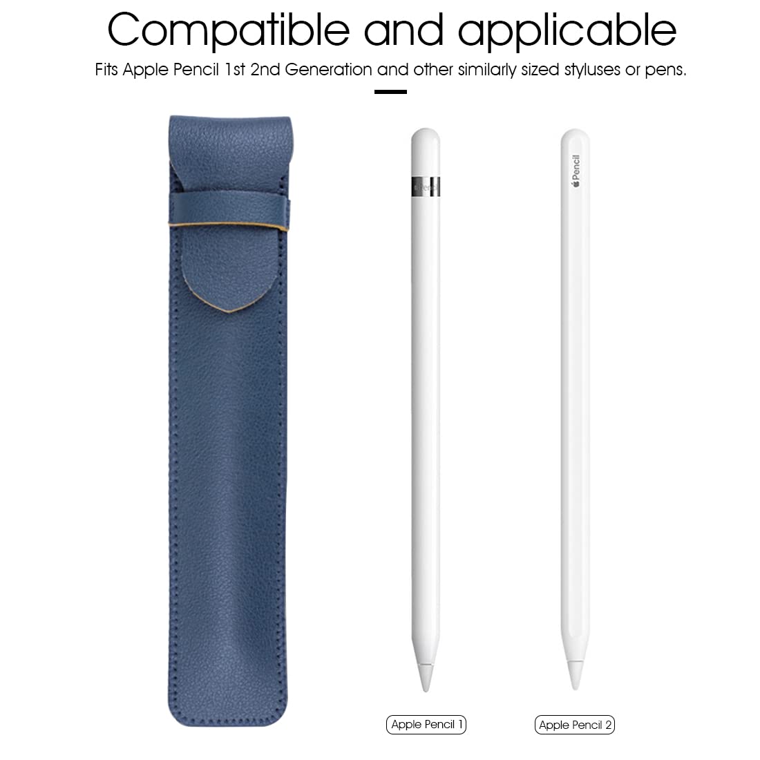ZORBES Leather Pencil Cover for Apple Pencil 1st/2nd Generation, 9in Stylus Pen Cover, Apple Pencil Sleeve-Black