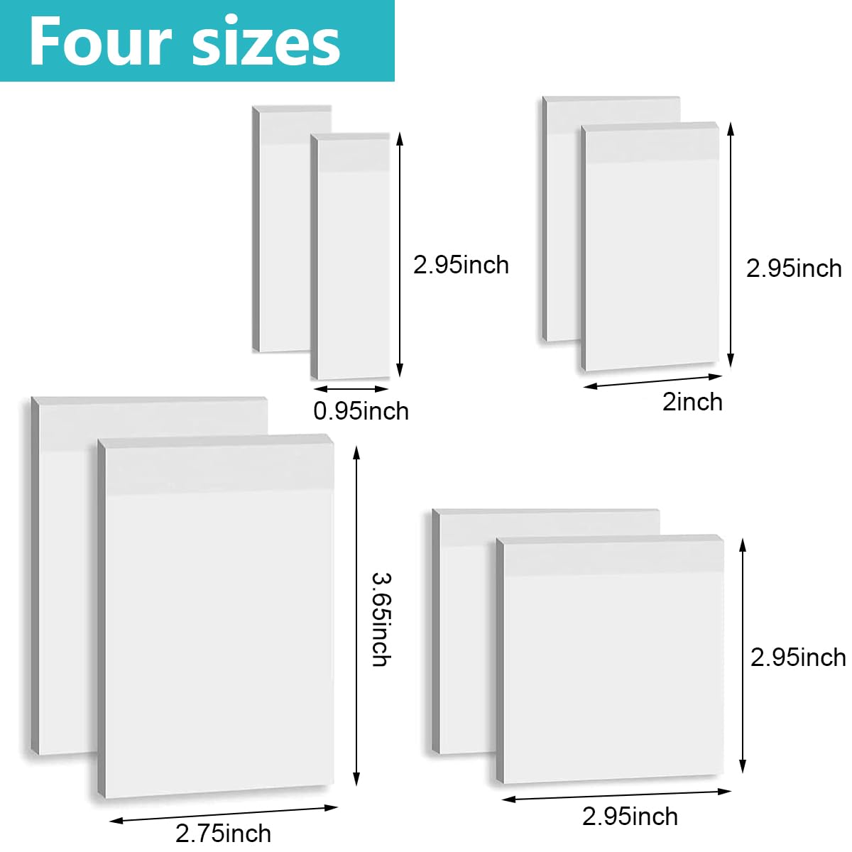 HASTHIP 400 Sheet Transparent Sticky Notes, Self-Stick Clear Sticky Notes, Adhesive Removable See Through Sticky Notes, Aesthetic Stationary, College Study Essentials, Revision Stationary - 4 Sizes