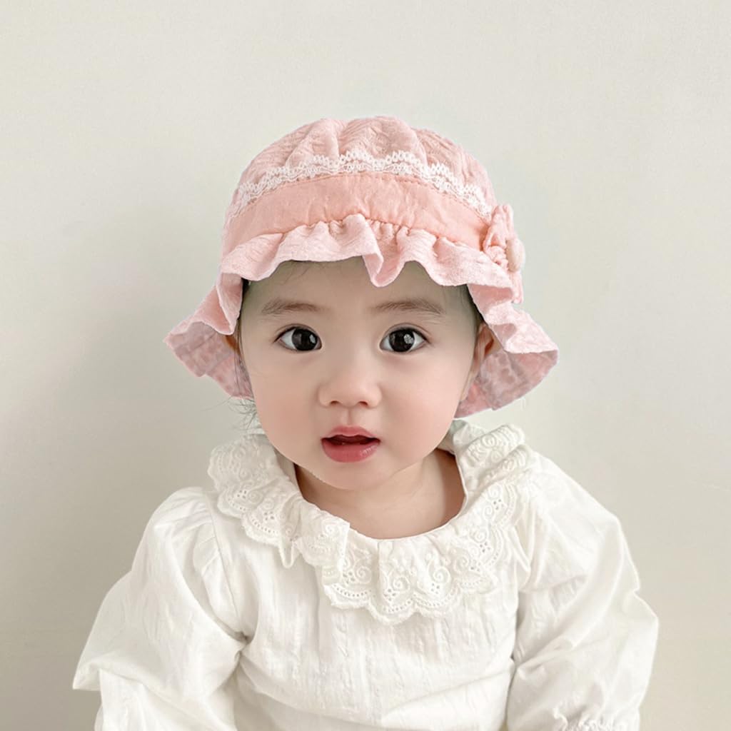 SNOWIE SOFT Baby Sun Hat Toddler Girls Sun Cap Breathable Cotton Sun Cap Bucket Hat Cute Floral Embossing Baby Girls Hat Birthday Gift for Girls 6-18 Months