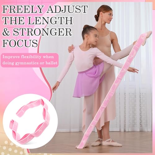 Proberos® 8-Loop Elastic Yoga Stretching Strap for Physical Therapy Pilates Dance Gymnastics Sectional Hoop Design Beginners Advanced Ankle Joint Warm-Up Durable 2PCS