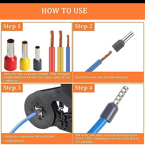 HASTHIP® 3600PCS Electronic Wire Ferrules Kit Assortment Ferrule Copper Crimp Connector Jointer Wiring Cable Insulated Cord Pin End Terminal AWG 23-7