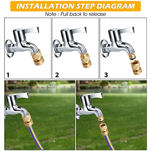HASTHIP® 8PCS Tap Connector Brass Pipe for Garden Hose Quick Connectors 1/2 3/4 Inch Faucet Adapter Sets Bathroom Kitchen Outdoors